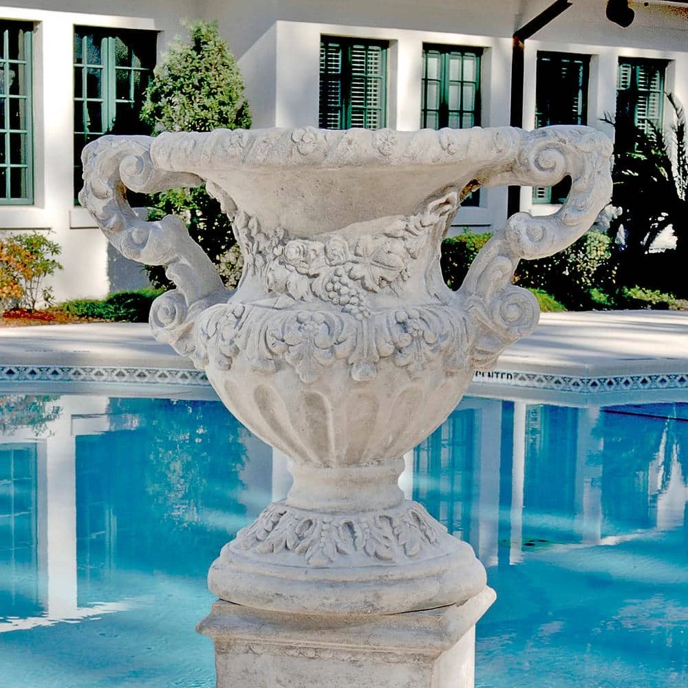 Design Toscano Elysee Palace Baroque Style 31 in. H Ancient Ivory Fiberglass Architectural Garden Urn 4 Design Toscano Elysee Palace Baroque Style 31 in. H Ancient Ivory Fiberglass Architectural Garden Urn - Image 2
