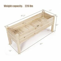 Costway 47.5 in. L x 17 in. W x 20 in. H Beige Wood Fir Raised Bed -Design Toscano Sales Store beige costway elevated garden beds gt3576 c3 1000