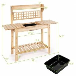 Costway Garden Potting Bench Workstation Table with Sliding Tabletop Sink Shelves -Design Toscano Sales Store beige costway potting benches and tables gt3585 c3 1000