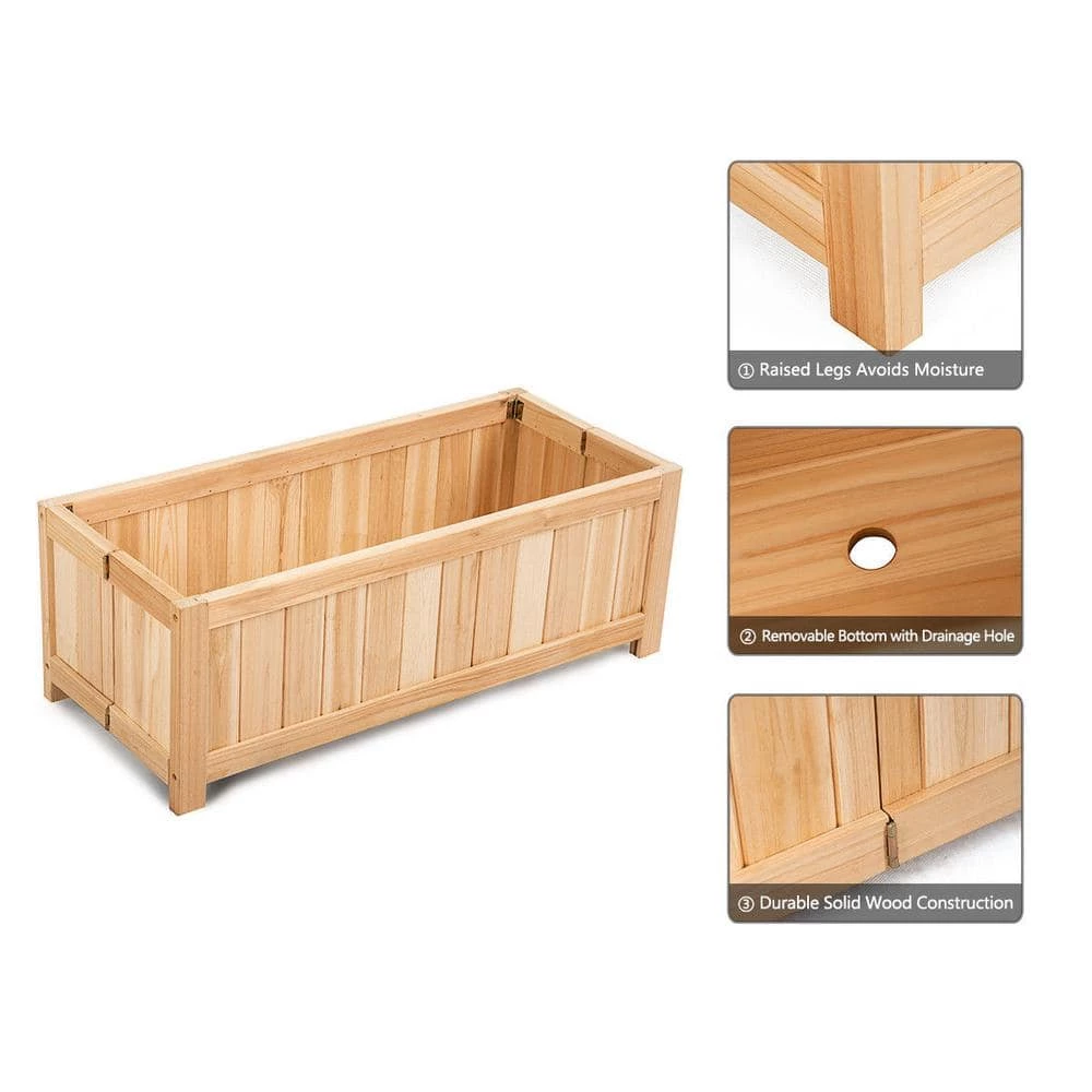 Costway 27.5 in. L x 12 in. W x 10 in. H Beige Wood Rectangle Raised Bed Flower Planter Box VegetableFolding 7 Costway 27.5 in. L x 12 in. W x 10 in. H Beige Wood Rectangle Raised Bed Flower Planter Box VegetableFolding - Image 5