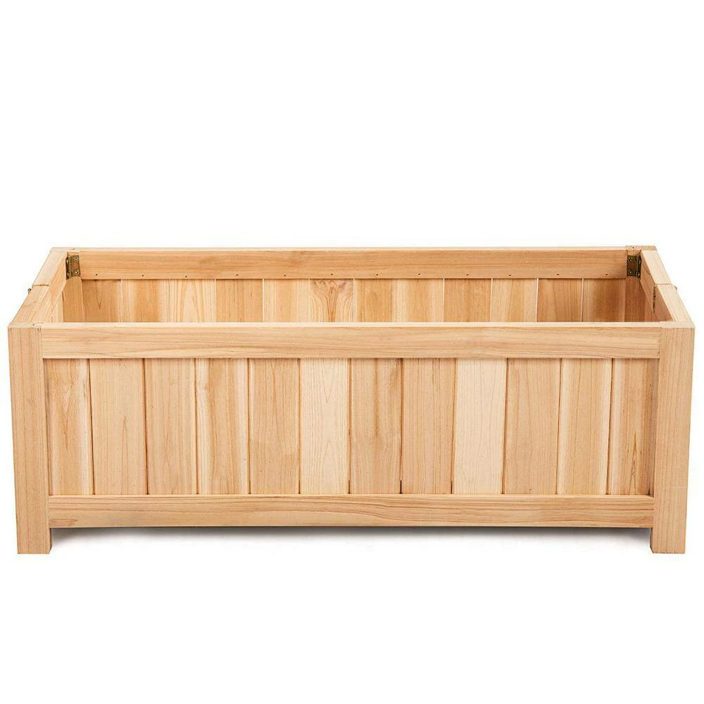 Costway 27.5 in. L x 12 in. W x 10 in. H Beige Wood Rectangle Raised Bed Flower Planter Box VegetableFolding 10 Costway 27.5 in. L x 12 in. W x 10 in. H Beige Wood Rectangle Raised Bed Flower Planter Box VegetableFolding - Image 8