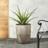 Glitzhome 16.75 in. H Oversized Eco-Friendly PE Sand Beige Faux Ceramic Tall Pot Planter (2-Pack)