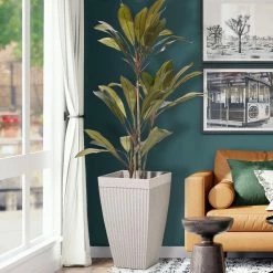 Glitzhome 22.75 in. H Oversized Eco-Friendly PE Sand Beige Terrazzo Fluted Tapered Tall Pot Planter (2-Pack) 13 Glitzhome 22.75 in. H Oversized Eco-Friendly PE Sand Beige Terrazzo Fluted Tapered Tall Pot Planter (2-Pack) -Design Toscano Sales Store beige glitzhome plant pots 2022800011 1f 1000