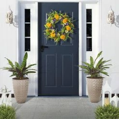 Glitzhome 19.75 in. H Oversized Eco-Friendly PE Sand Beige Faux Ceramic Textured Tall Pot Planter (2-Pack) -Design Toscano Sales Store beige glitzhome plant pots 2022800015 31 1000