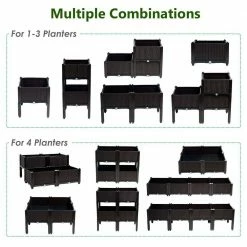 Costway 16 in. L x 16 in. W x 17.5 in. H Black Plastic Raised Bed Elevated Flower Vegetable Herb Grow Planter Box (Set of 4) -Design Toscano Sales Store black costway elevated garden beds op70301 1f 1000