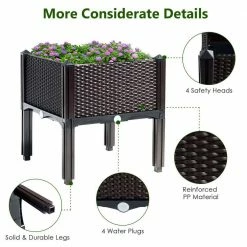 Costway 16 in. L x 16 in. W x 17.5 in. H Black Plastic Raised Bed Elevated Flower Vegetable Herb Grow Planter Box (Set of 4) -Design Toscano Sales Store black costway elevated garden beds op70301 76 1000