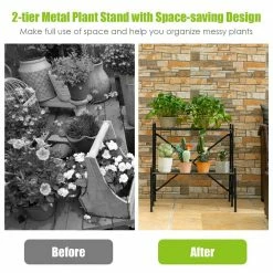 Costway Iron Plant Stand Garden Shelf Decorative Plant Rack Patio Garden (2-Tier) -Design Toscano Sales Store black costway plant stands hz10028 44 1000