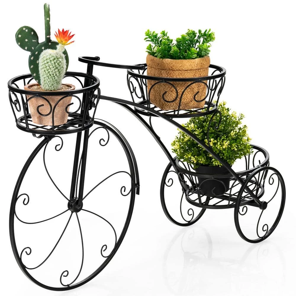 Costway Tricycle Plant Stand Iron Flower Pot Cart Holder Parisian Style Displaying 6 Costway Tricycle Plant Stand Iron Flower Pot Cart Holder Parisian Style Displaying - Image 4