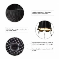 Glitzhome 10.25 in. D Solar Lighted Black Plastic Hanging Planter 13 Glitzhome 10.25 in. D Solar Lighted Black Plastic Hanging Planter -Design Toscano Sales Store black glitzhome hanging planters 2022800001 1f 1000