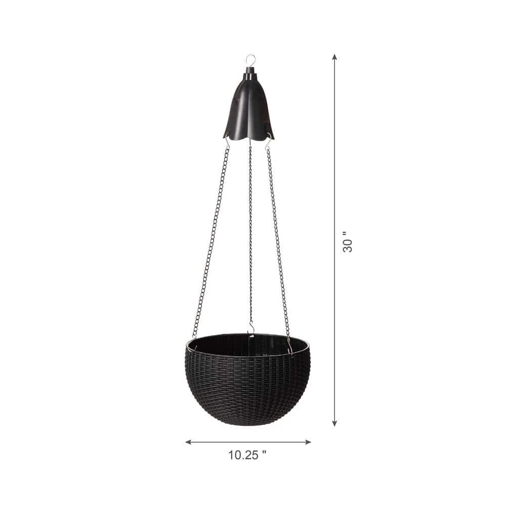 Glitzhome 10.25 in. D Solar Lighted Black Plastic Hanging Planter 6 Glitzhome 10.25 in. D Solar Lighted Black Plastic Hanging Planter - Image 4