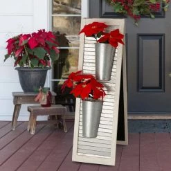 Glitzhome 36 in. H Double Sided Wooden/Metal Shutter Welcome Porch Sign Decor/Planter Stand (2 Function) -Design Toscano Sales Store black glitzhome plant pots 2000400001 31 1000