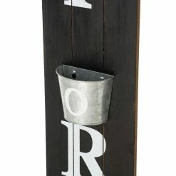 Glitzhome 42 in. H Wooden Washed Black WELCOME TO OUR PORCH Sign with Metal Planter -Design Toscano Sales Store black glitzhome plant pots 2007200038 44 1000