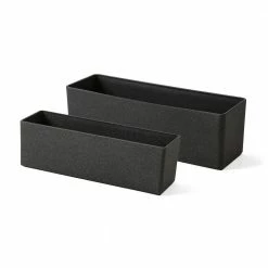 Glitzhome 31.5 in. L Oversized Eco- Friendly PE Oversized Faux Marble Rectangle Planter (2-Pack)
