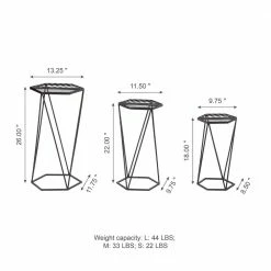 Glitzhome Set of 3 Modern Hexagon Black Metal Plant Stand -Design Toscano Sales Store black glitzhome plant stands 2007200030 c3 1000