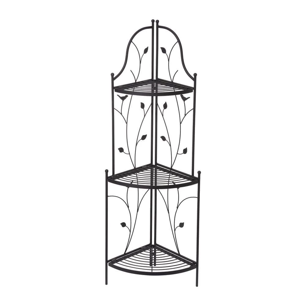 Glitzhome 44.75 in. H 3-Tiered Black Metal Corner Shelf Plant Stand 7 Glitzhome 44.75 in. H 3-Tiered Black Metal Corner Shelf Plant Stand - Image 5