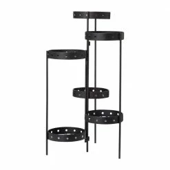 Glitzhome 32 in. H Foldable Black Metal Round Plant Stand Multi-Tiered -Design Toscano Sales Store black glitzhome plant stands 2007200034 44 1000