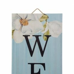 Glitzhome 42 in. H Washed Blue Wooden WELCOME Porch Sign -Design Toscano Sales Store blue glitzhome plant pots 2022900006 44 1000