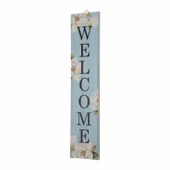Glitzhome 42 in. H Washed Blue Wooden WELCOME Porch Sign -Design Toscano Sales Store blue glitzhome plant pots 2022900006 4f 1000