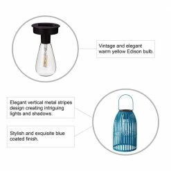 Glitzhome 9.75 in. H Metal Woven Blue Solar Powered Outdoor Hanging Lantern -Design Toscano Sales Store blues glitzhome outdoor lanterns 2023300022 4f 1000