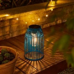 Glitzhome 9.75 in. H Metal Woven Blue Solar Powered Outdoor Hanging Lantern -Design Toscano Sales Store blues glitzhome outdoor lanterns 2023300022 77 1000