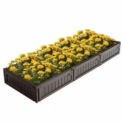 Costway Raised Garden Bed Kit Outdoor Planter Box Planting Flower Container Brown
