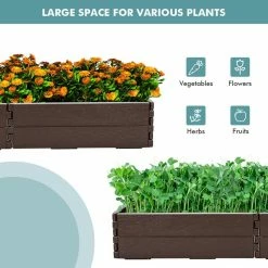 Costway Raised Garden Bed Set for Vegetable Flower Gardening Planter Brown -Design Toscano Sales Store brown costway elevated garden beds np10244bn 1f 1000