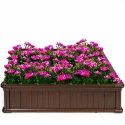 Costway 48.5 in. Brown Plastic Square Plant Box Planter Raised Garden Bed -Design Toscano Sales Store brown costway plant pots op70321bn 44 1000