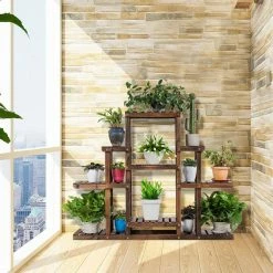 Costway 6-Tier Carbon Baking Wood Outdoor Plant Stand Plant Display Rack Multifunctional Storage Shelf 15 Costway 6-Tier Carbon Baking Wood Outdoor Plant Stand Plant Display Rack Multifunctional Storage Shelf -Design Toscano Sales Store brown costway plant stands gt3437 31 1000