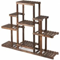 Costway 6-Tier Carbon Baking Wood Outdoor Plant Stand Plant Display Rack Multifunctional Storage Shelf 12 Costway 6-Tier Carbon Baking Wood Outdoor Plant Stand Plant Display Rack Multifunctional Storage Shelf -Design Toscano Sales Store brown costway plant stands gt3437 4f 1000