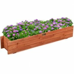 Costway 36 in. Rectangular Wooden Flower Planter Box Garden Yard Decorative Window Box -Design Toscano Sales Store brown costway planter boxes gt3430 76 1000