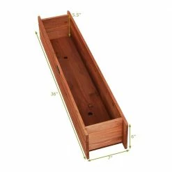 Costway 36 in. Rectangular Wooden Flower Planter Box Garden Yard Decorative Window Box -Design Toscano Sales Store brown costway planter boxes gt3430 c3 1000