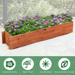 Costway 36 in. Rectangular Wooden Flower Planter Box Garden Yard Decorative Window Box -Design Toscano Sales Store brown costway planter boxes gt3430 fa 1000