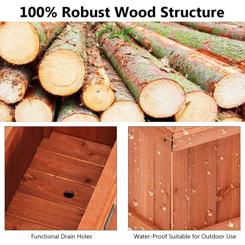 Costway 28 in. Rectangular Wood Flower Planter Box Garden Yard Decorative Window Box 7 Costway 28 in. Rectangular Wood Flower Planter Box Garden Yard Decorative Window Box - Image 5