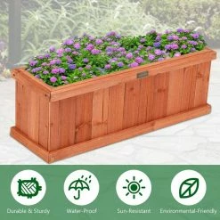 Costway 28 in. Rectangular Wood Flower Planter Box Garden Yard Decorative Window Box 15 Costway 28 in. Rectangular Wood Flower Planter Box Garden Yard Decorative Window Box -Design Toscano Sales Store brown costway planter boxes gt3431 44 1000