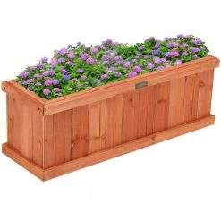 Costway 28 in. Rectangular Wood Flower Planter Box Garden Yard Decorative Window Box