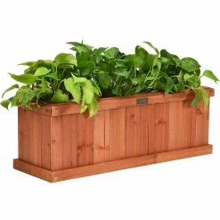 Costway 28 in. Rectangular Wood Flower Planter Box Garden Yard Decorative Window Box 16 Costway 28 in. Rectangular Wood Flower Planter Box Garden Yard Decorative Window Box -Design Toscano Sales Store brown costway planter boxes gt3431 fa 1000