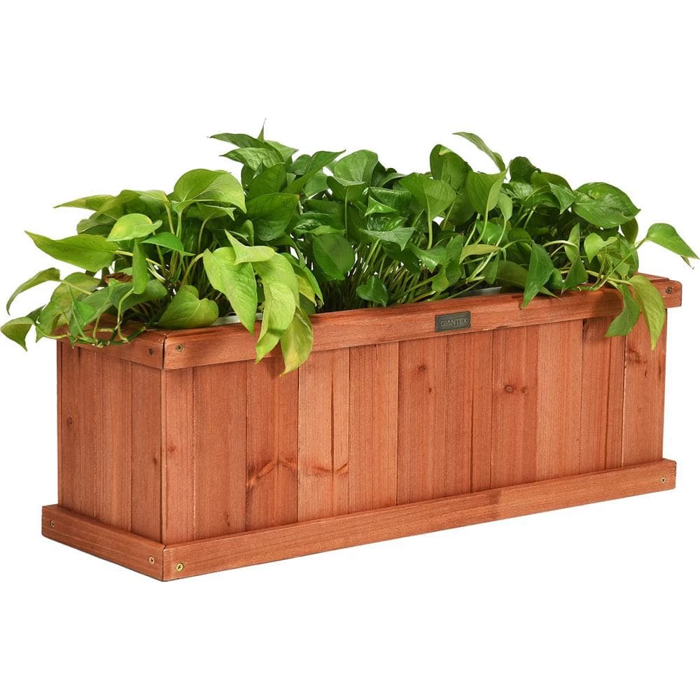 Costway 28 in. Rectangular Wood Flower Planter Box Garden Yard Decorative Window Box 9 Costway 28 in. Rectangular Wood Flower Planter Box Garden Yard Decorative Window Box - Image 7