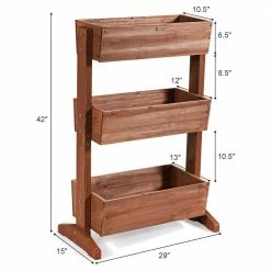 Costway 3-Tier Brown Fir Wood Rectangular Raised Bed Elevated Planter Freestanding 14 Costway 3-Tier Brown Fir Wood Rectangular Raised Bed Elevated Planter Freestanding -Design Toscano Sales Store brown costway raised planter boxes gt3436 c3 1000