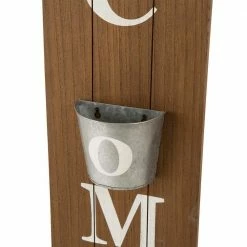 Glitzhome Wooden Welcome Porch Sign with Metal Planter -Design Toscano Sales Store brown glitzhome plant pots gh1404203466 44 1000