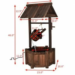 Costway Fir Wood Wishing Well Fountain Outdoor Electric Backyard Pump -Design Toscano Sales Store costway freestanding fountains op3551 4f 1000
