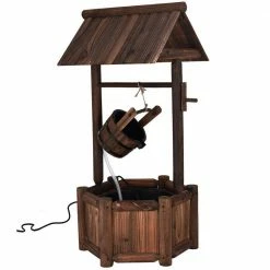 Costway Fir Wood Wishing Well Fountain Outdoor Electric Backyard Pump -Design Toscano Sales Store costway freestanding fountains op3551 c3 1000
