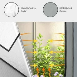 Costway 2.6 ft. x 2.6 ft. Gray Mylar Hydroponic Grow Tent with Observation Window and Floor Tray -Design Toscano Sales Store costway grow tents gt3832gr 44 1000