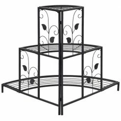 Costway 42 in. L x 30 in. W x 34 in. H Shelves Indoor/Outdoor Black Steel Floral Corner Plant Stand(3-Tier) -Design Toscano Sales Store costway plant stands cyw50294 fa 1000
