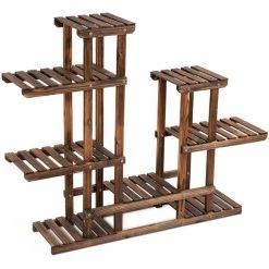 Costway 44 in. L x 10 in. x 38 in. Indoor Outdoor Brown Wood Plant Stand (6-Tiers) 13-Pots Display Stand -Design Toscano Sales Store costway plant stands gt3271 44 1000