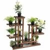 Costway 44 in. L x 10 in. x 38 in. Indoor Outdoor Brown Wood Plant Stand (6-Tiers) 13-Pots Display Stand -Design Toscano Sales Store costway plant stands gt3271 64 1000