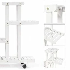 Costway 45.5 in. x 10 in. x 31.5 in. Ladder Indoor Outdoor White Wood Plant Stand (4-Tiers) -Design Toscano Sales Store costway plant stands gt3273 44 1000