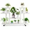 Costway 45.5 in. x 10 in. x 31.5 in. Ladder Indoor Outdoor White Wood Plant Stand (4-Tiers) -Design Toscano Sales Store costway plant stands gt3273 64 1000