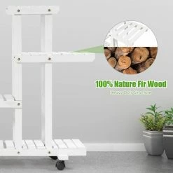 Costway 45.5 in. x 10 in. x 31.5 in. Ladder Indoor Outdoor White Wood Plant Stand (4-Tiers) -Design Toscano Sales Store costway plant stands gt3273 fa 1000