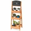 Costway 18 in. x 16.5 in. x 51 in. Tiered Indoor Outdoor Natural Wood Plant Stand (3-Tiers) with Menu Chalkboard