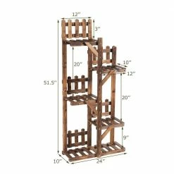 Costway 5-Tier Carbon Baking Wood Outdoor Plant Stands Multifunctional Storage Rack Display Shelf -Design Toscano Sales Store costway plant stands gt3435 c3 1000